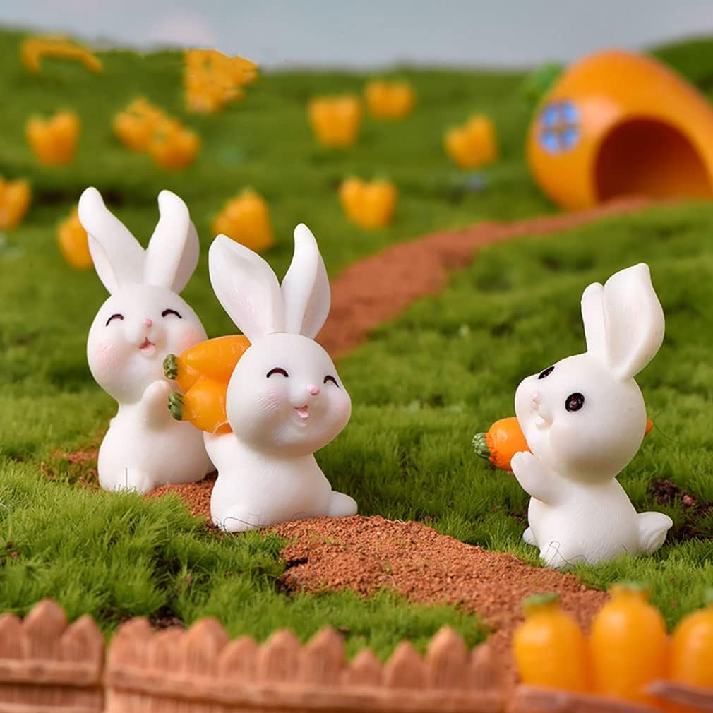 12 Pcs Cute Animal Rabbit Character Toys Cake Toppers, Rabbit Figures Collection Playset Fairy Tale Garden Decoration Christmas Birthday Gift image number 4