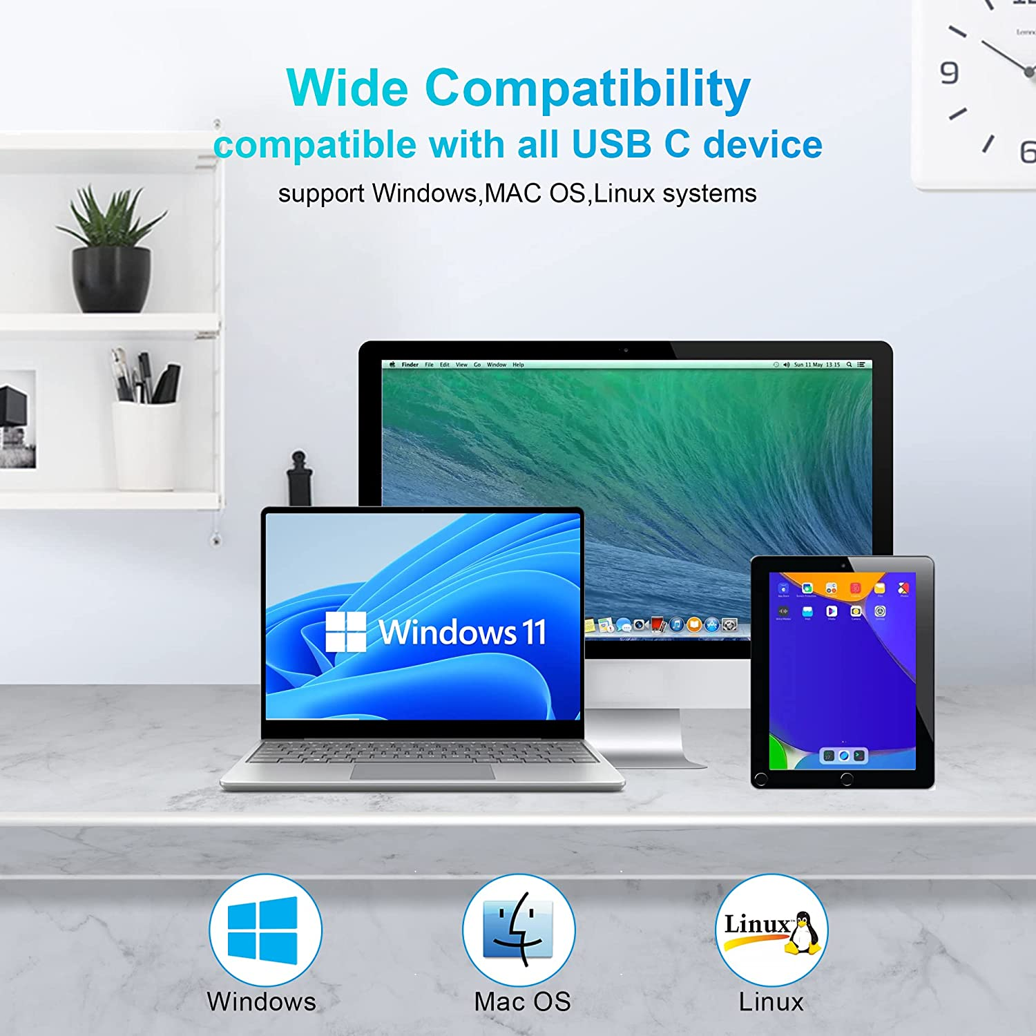 Cfast 2.0 Card Reader,Usb 3.0 USB C CF/SD/TF/XD Aluminum Memory Card Slot Combo Adapter, Read 5 Card Simultaneously High Speed Multi Camera Card Reader for Type-C Device Supports Windows/Linux/Mac OS image number 2