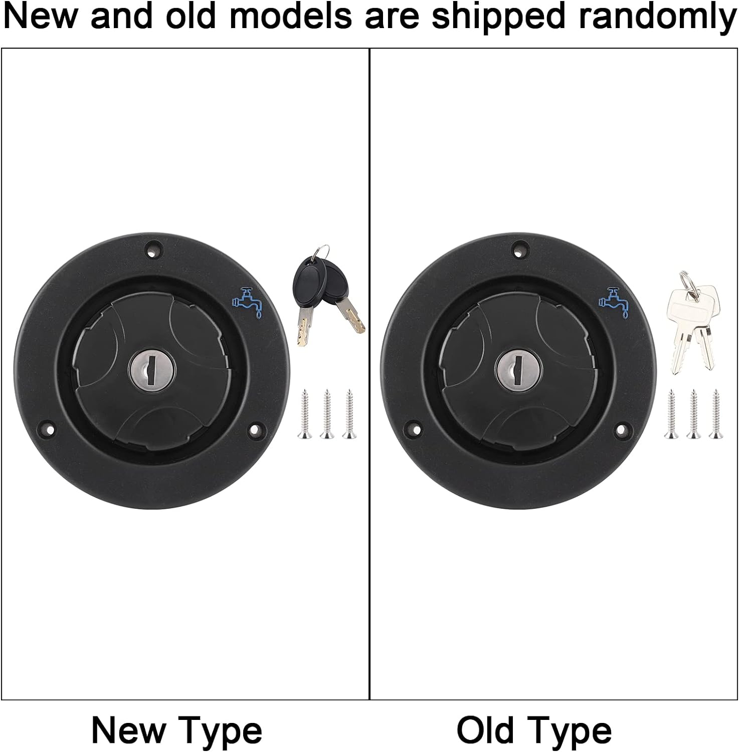 RV Fresh Water Locking Cap, Water Inlet, Gravity Water Inlet Filler Cap with 2 Keys, Plastic Leak Proof Caravan Locking Universal Equipment for RV Caravan Camping Trailer Motorhome