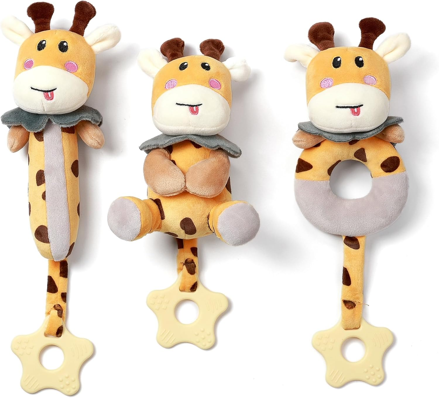 TUMAMA Baby Rattles 0-6 Months, 3Pcs Infant Boy Toys Rattles for Babies 0-6 Months, Super Soft Plush Rattles Sensory Toys for Newborn Gift image number 3