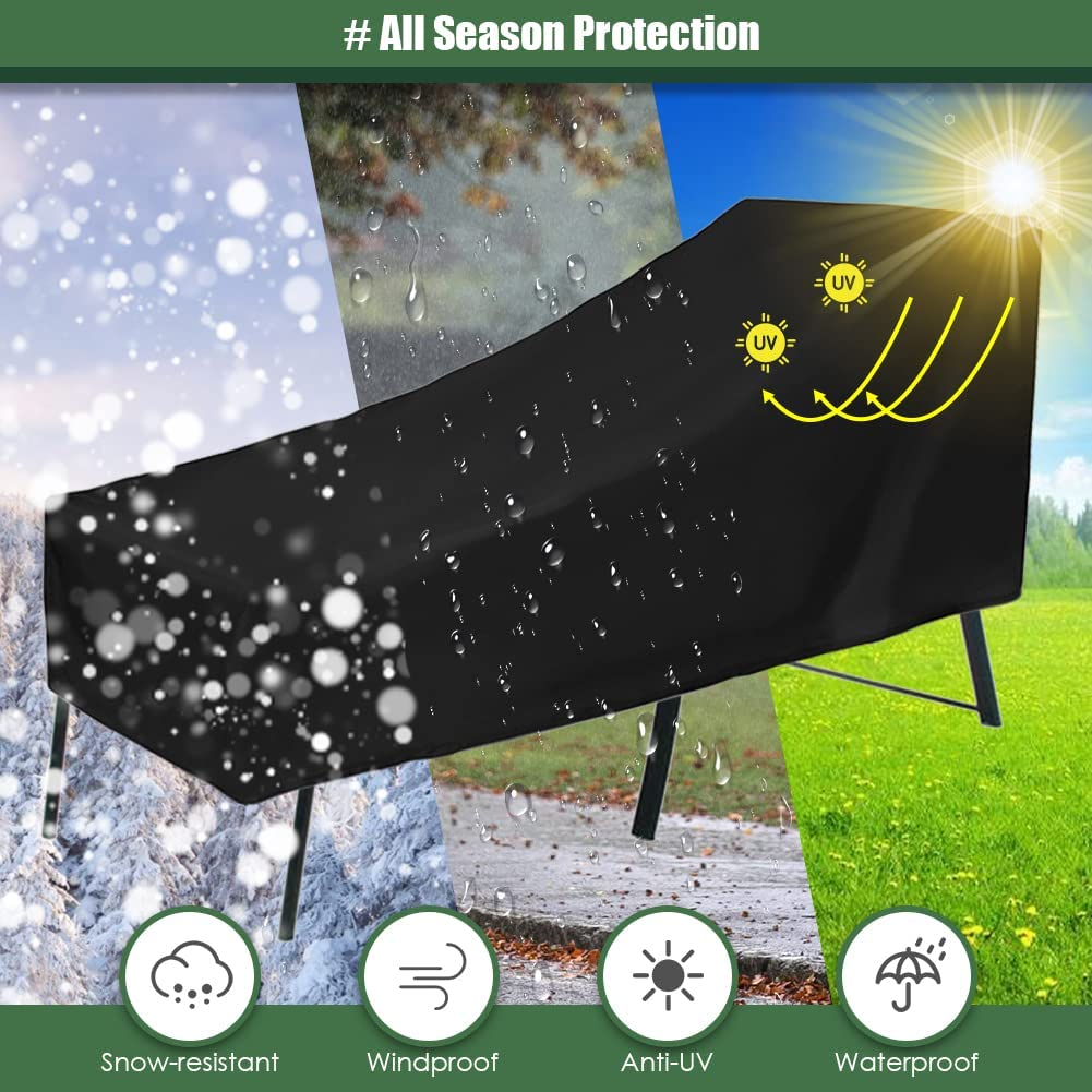 Chaise Lounge Cover Outdoor Waterproof Heavy Duty Lounge Chair Cover with Windproof Elastic Hem Indoor Extra Large Anti-Uv Chaise Lounge Cover Patio Garden Furniture All Season Protection (2) image number 1