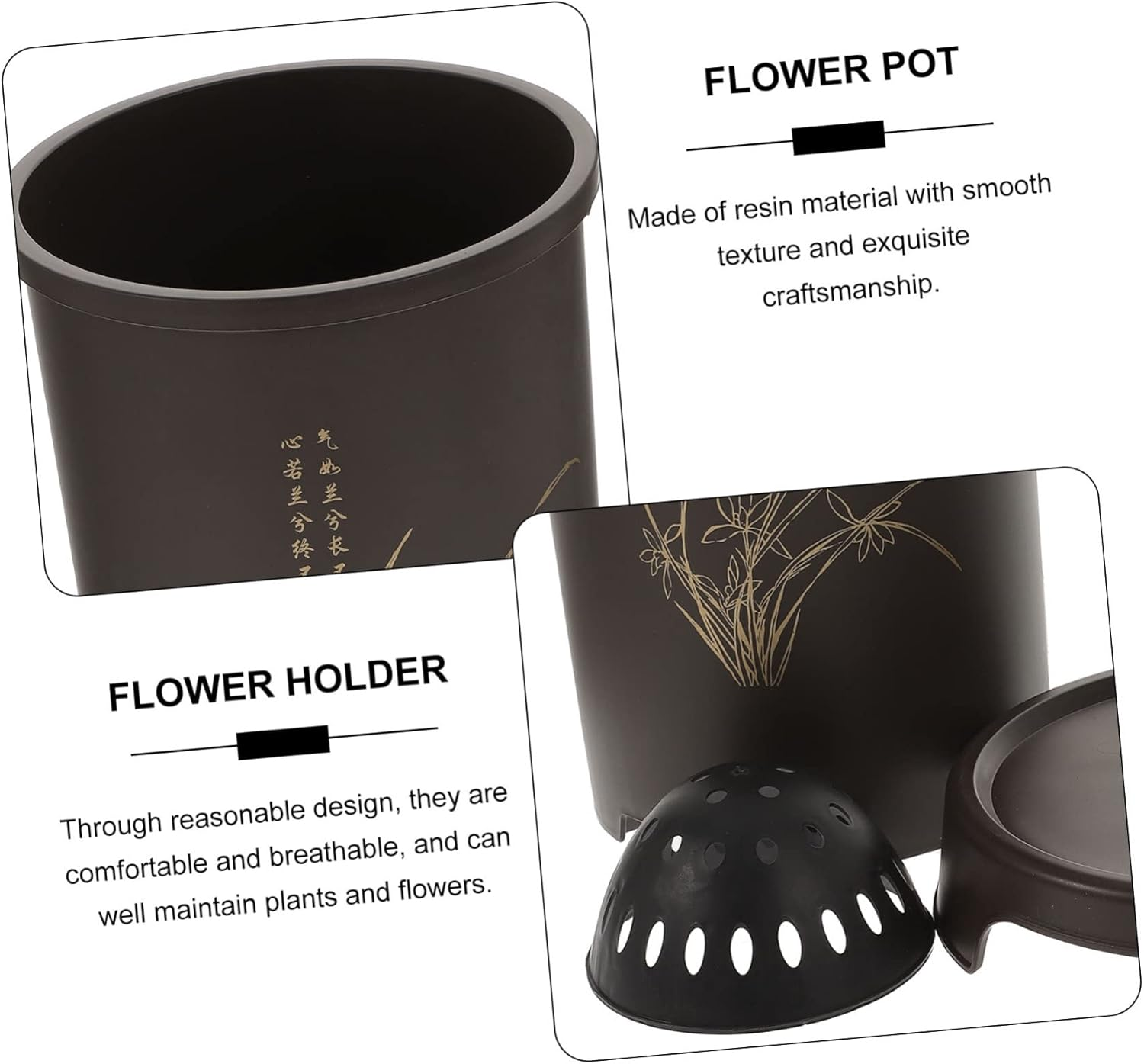 BESPORTBLE Imitation Purple Sand Flower Pot Resin Indoor Plant Pot for Household Flowerpots Gardening Supplies image number 4