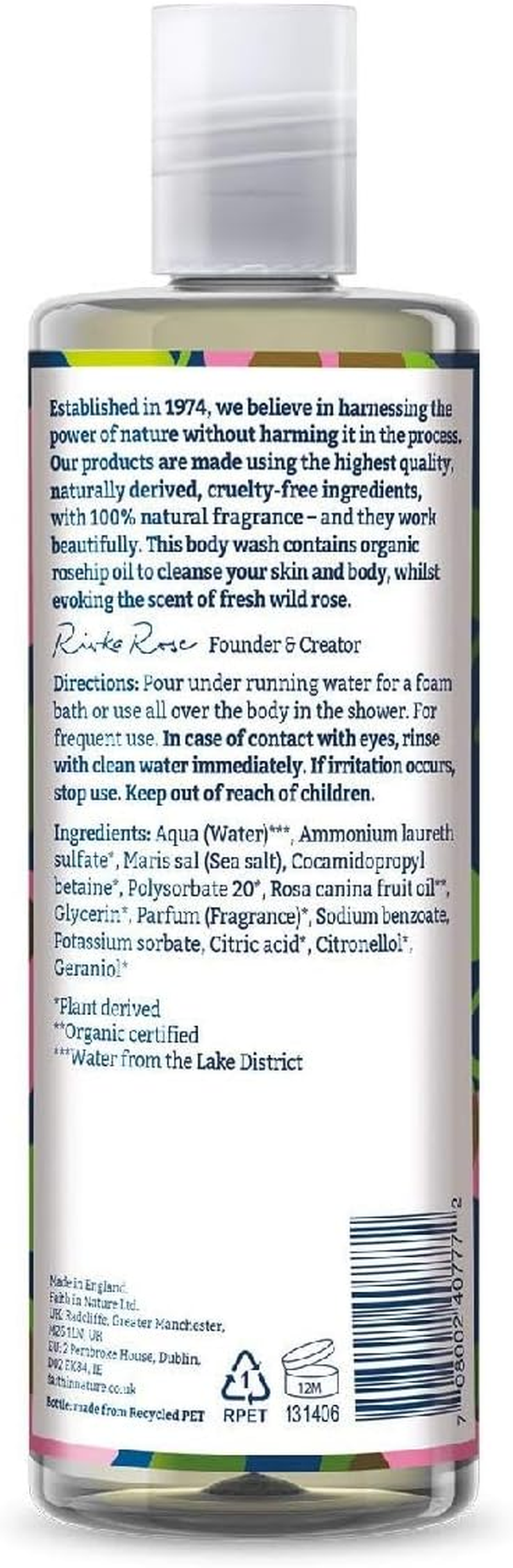 Faith in Nature Natural Wild Rose Body Wash, Restoring, Vegan and Cruelty Free, No SLS or Parabens, 400Ml image number 3
