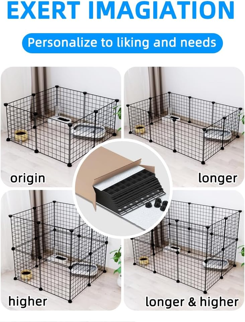 Small Animal Cage,Portable Metal Wire Mesh Outdoor & Indoor Pet House Cage with Tray Exercise Place Crate for Kitty,Puppy,Rabbits,Guinea Pig and Small Animals (Black, 1 Door) image number 6