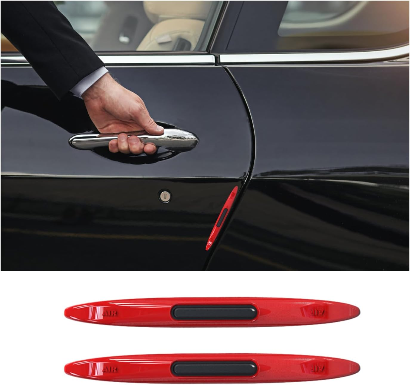 2 PCS Car Door Edge Guard Protectors, Anti-Collision Silicone Side Door Edge Sticker Strips, Electrostatic Eliminating Strip with Air Bags, Universal Auto Body Accessories (Black)