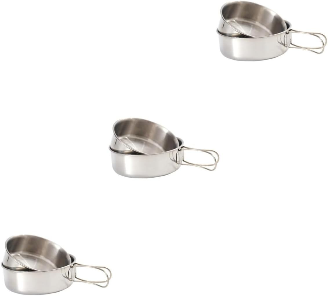 BESPORTBLE 3Sets Mini Folding Bowl Stainless Steel Portable Camping Hiking Bowls for Outdoor Travel Use image number 4