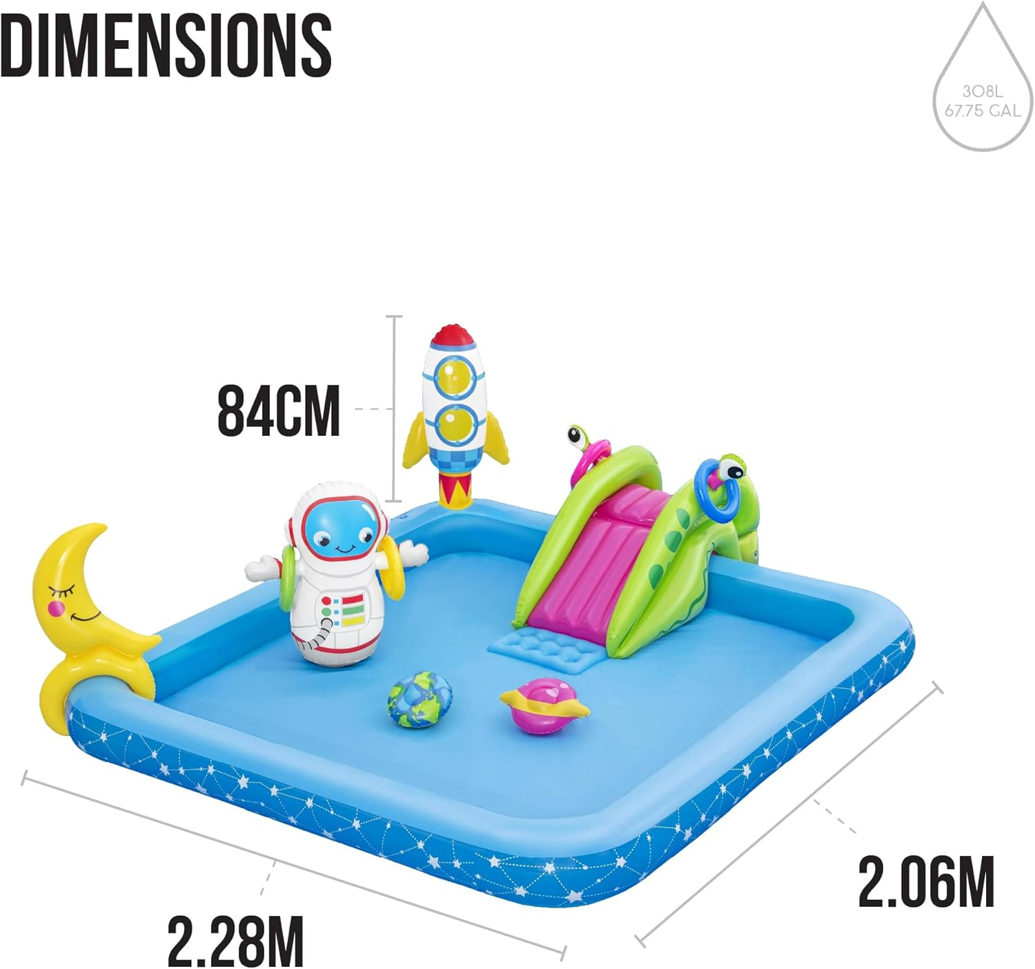 7'6" X 6'9" X 33"/2.28M X 2.06M X 84Cm Little Astronaut Play Center