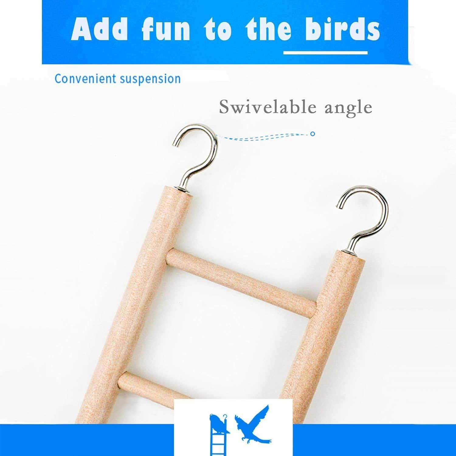 6 PCS Bird Toys Wooden Ladder, 6 Sizes Parakeet Toys Wood Ladder, Natural Wooden Step Ladder Bird Ladder, Bird Climbing Toys Bird Toys for Parakeets, Parrots, Cockatoo and Lovebirds image number 4