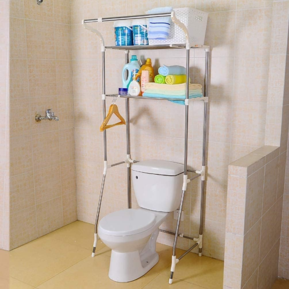 Baoyouni Bathroom Storage Shelf over Toilet Space Saver Washing Machine Standing Organizer 2-Tier (24.41~39.76 * 18.90 * 68.11In) image number 6