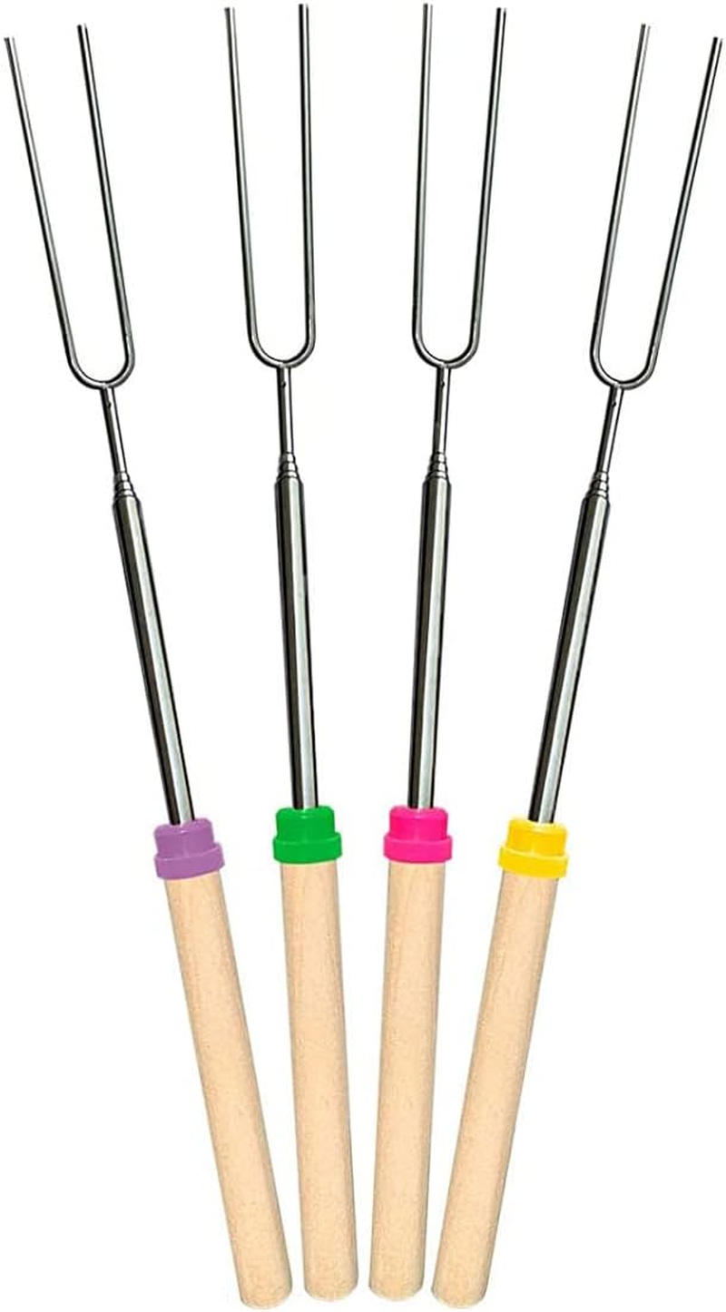 Marshmallow Roasting Sticks 4Pcs Extendable 32Inch Long Metal Barbecue Skewers for Grilling Set,Telescoping Smores BBQ Forks, Fire Pit Sticks for Hot Dogs,Camping,Bonfire image number 6