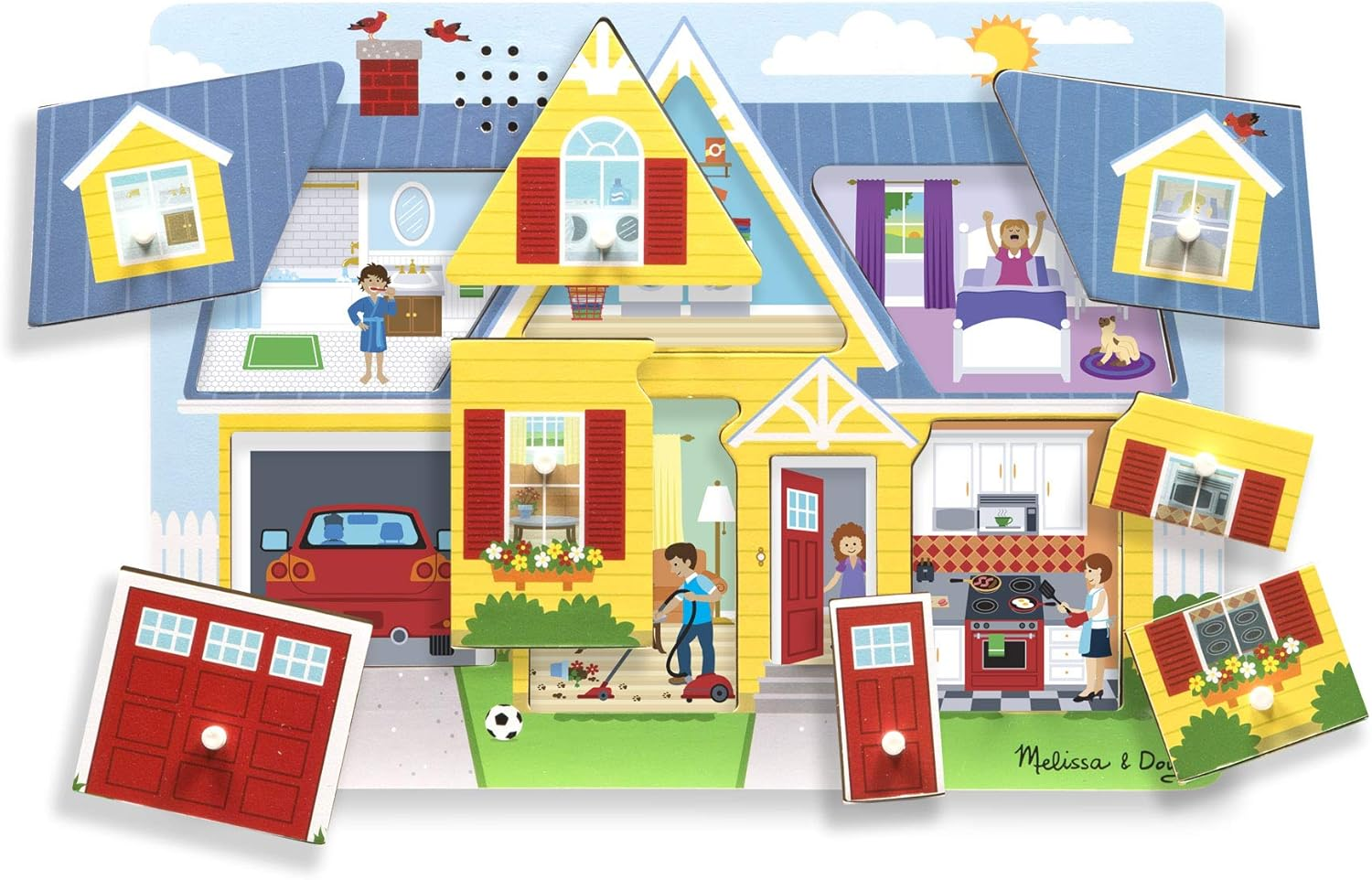 Melissa & Doug 10734 around the House Sound Puzzle, Multi Coloured image number 1