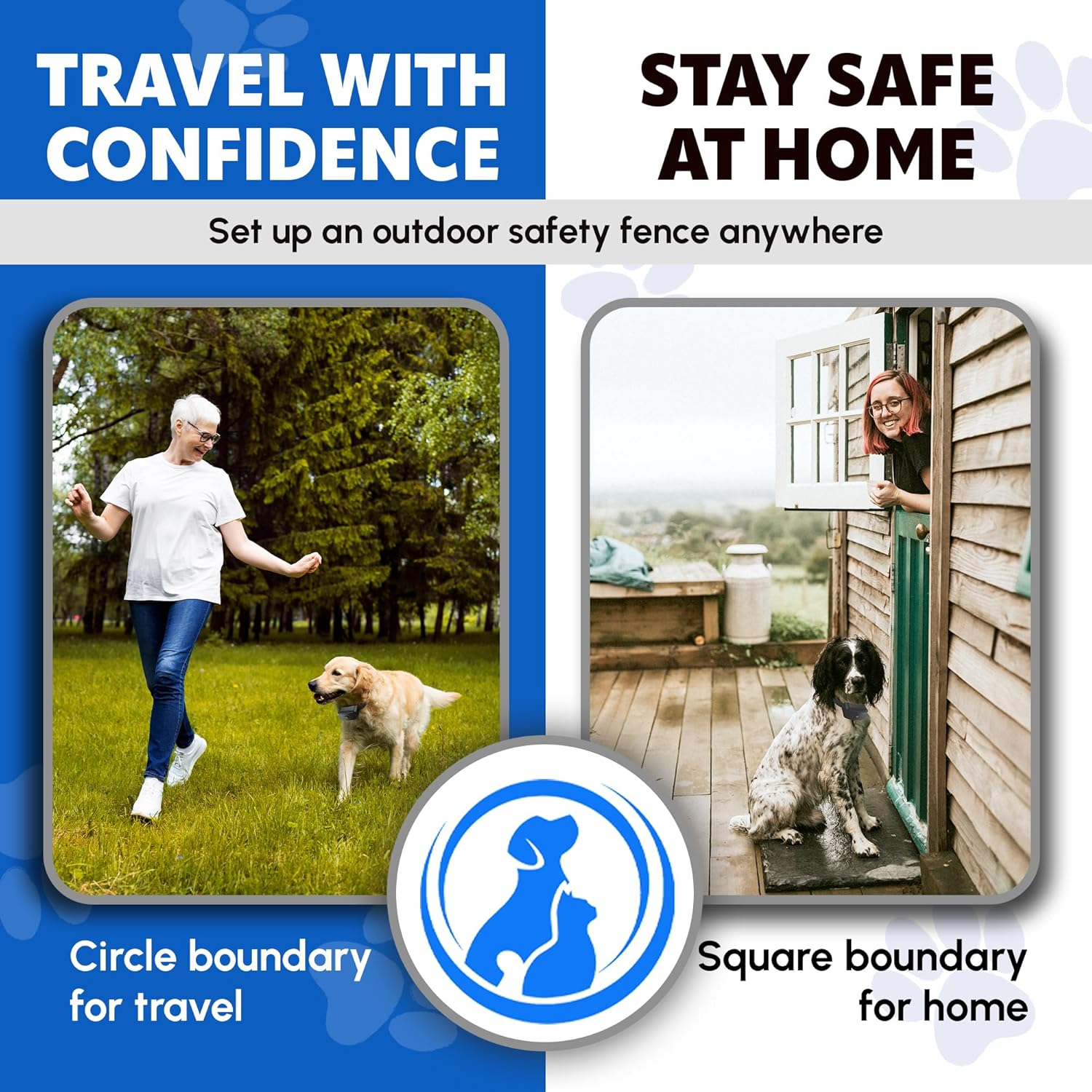 GF02 plus - Customizable GPS Dog Fence with Remote Training, No Subscription Required, Set up Boundary in 1 Minute with App, Waterproof GPS Dog Collar System, Long Battery Life