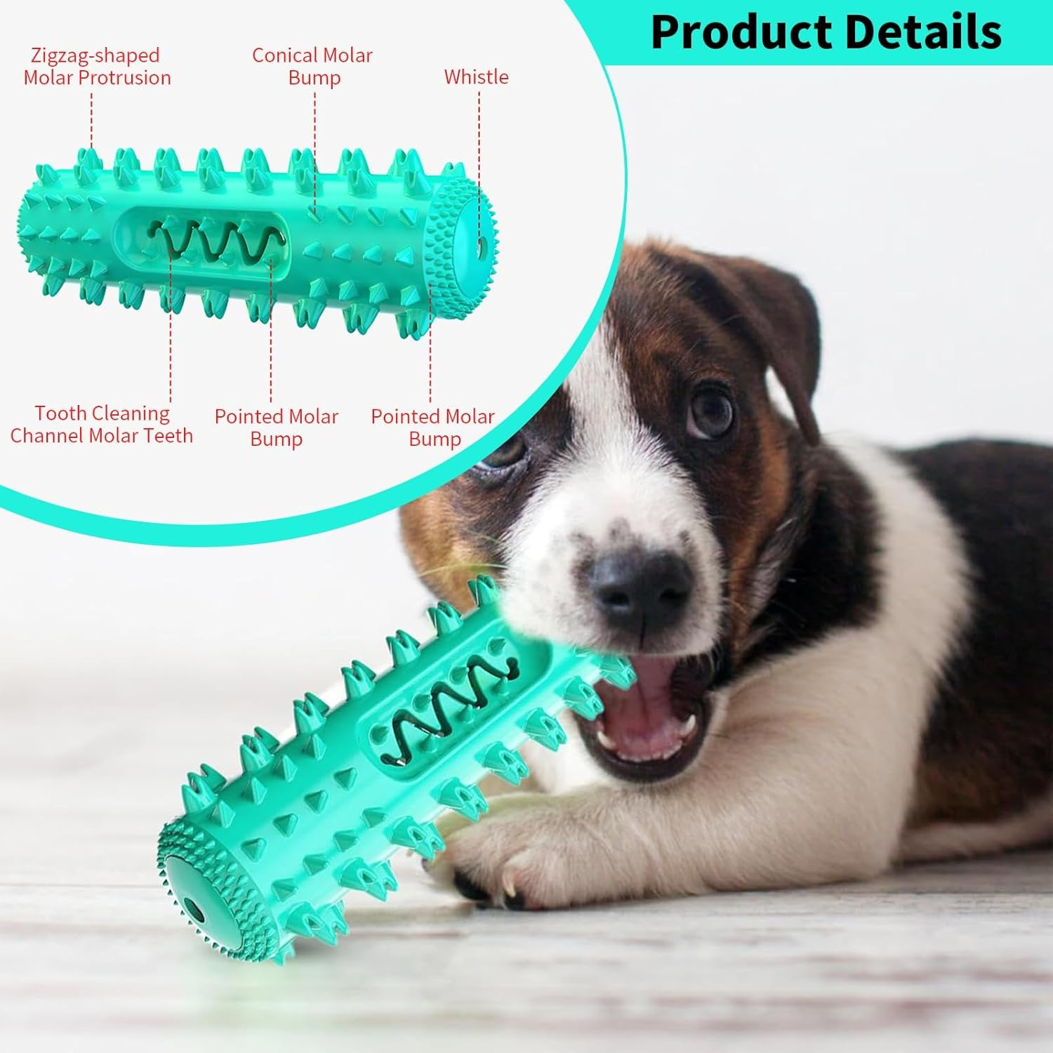 Dog Chew Toy, Squeaky Puppy Teething Chew Toys, Indestructible Bone for Aggressive Chewers, Durable Dog Toothbrush Toys, Natural Rubber Teething Chew Toys for Small Medium Large Breed Dogs (Yellow) image number 2