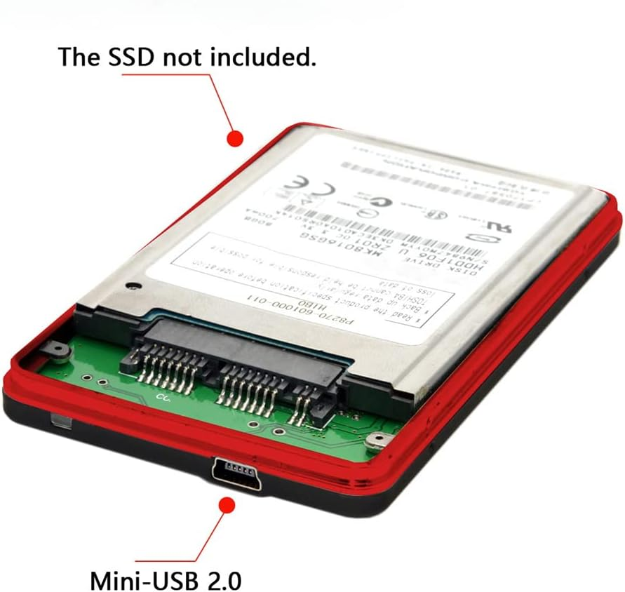 NFHK USB2.0 480Mbps to 1.8 Inch Micro SATA 16Pin 7+9 SSD HDD External Hard Disk Enclosure - Black Usb2.0 Port image number 5