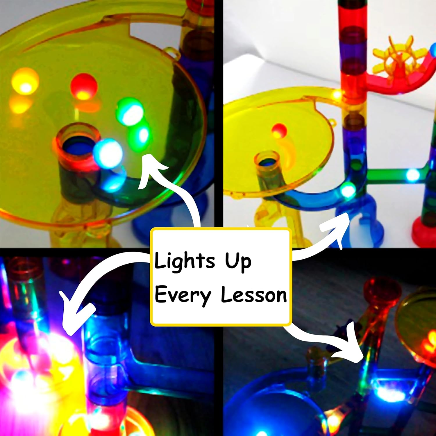 Marble Run Set with LED Flashing Marbles &ndash; 160Pc STEM Marble Maze Toy for Kids 5+ &ndash; Fun, Creative Educational Engineering Gift for Boys & Girls &ndash; Includes Glass Marbles, Storage & Guide &ndash; by Teachers image number 3