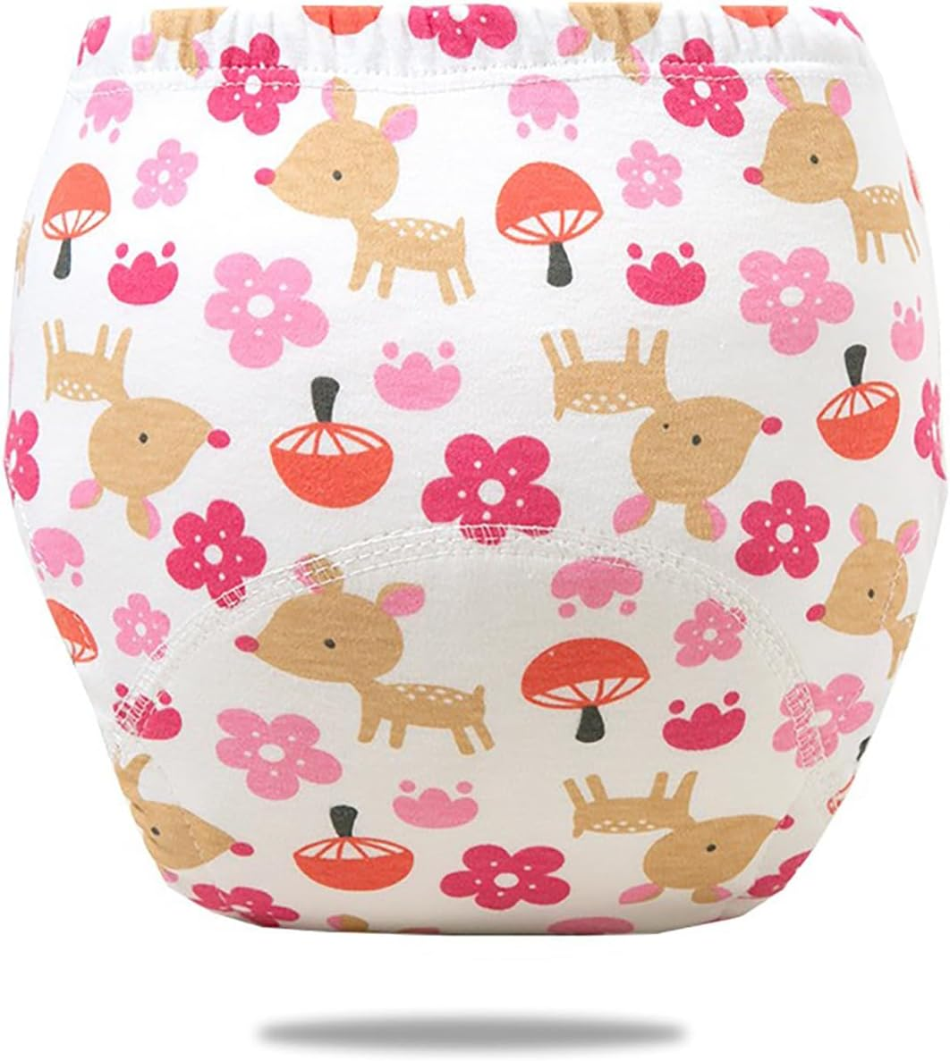 ZONEY 6 Packs Baby Cotton Reusable Training Pants, Potty Training Underwear for Boy and Girl, Learning Designs Training Underwear Pants,Fruit and Animal
