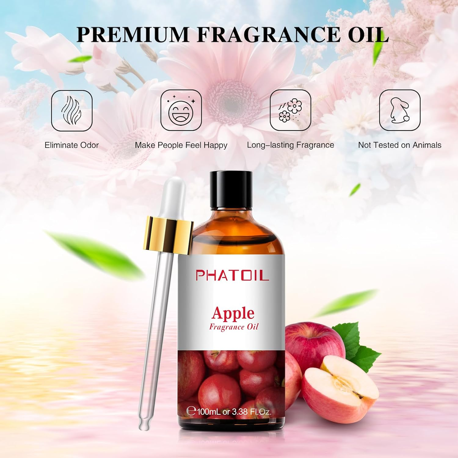 PHATOIL Apple Fragrance Oils 100ML/3.38FL.OZ, Essential Oils for Diffuser, Humidifier, Aromatherapy, DIY Candle, Soap and Scented Products Making image number 2