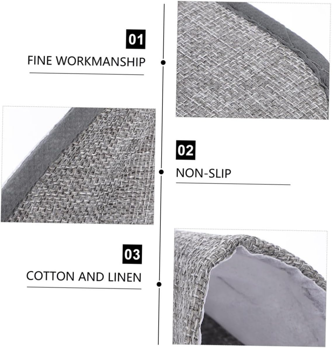 Outanaya Cotton Linen Unisex Folding Slippers 5 Pairs Portable Travel and Home Spa Shoes Grey Foldable Non-Disposable Hotel Slippers