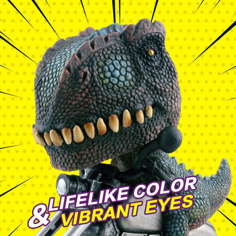 DINOBROS Dinosaur Toy Cars 2 Pack Friction Powered Motorcycle Game T-Rex and Triceratops Monster Dino Toys for Boys Age 3,4,5,6,7 image number 3