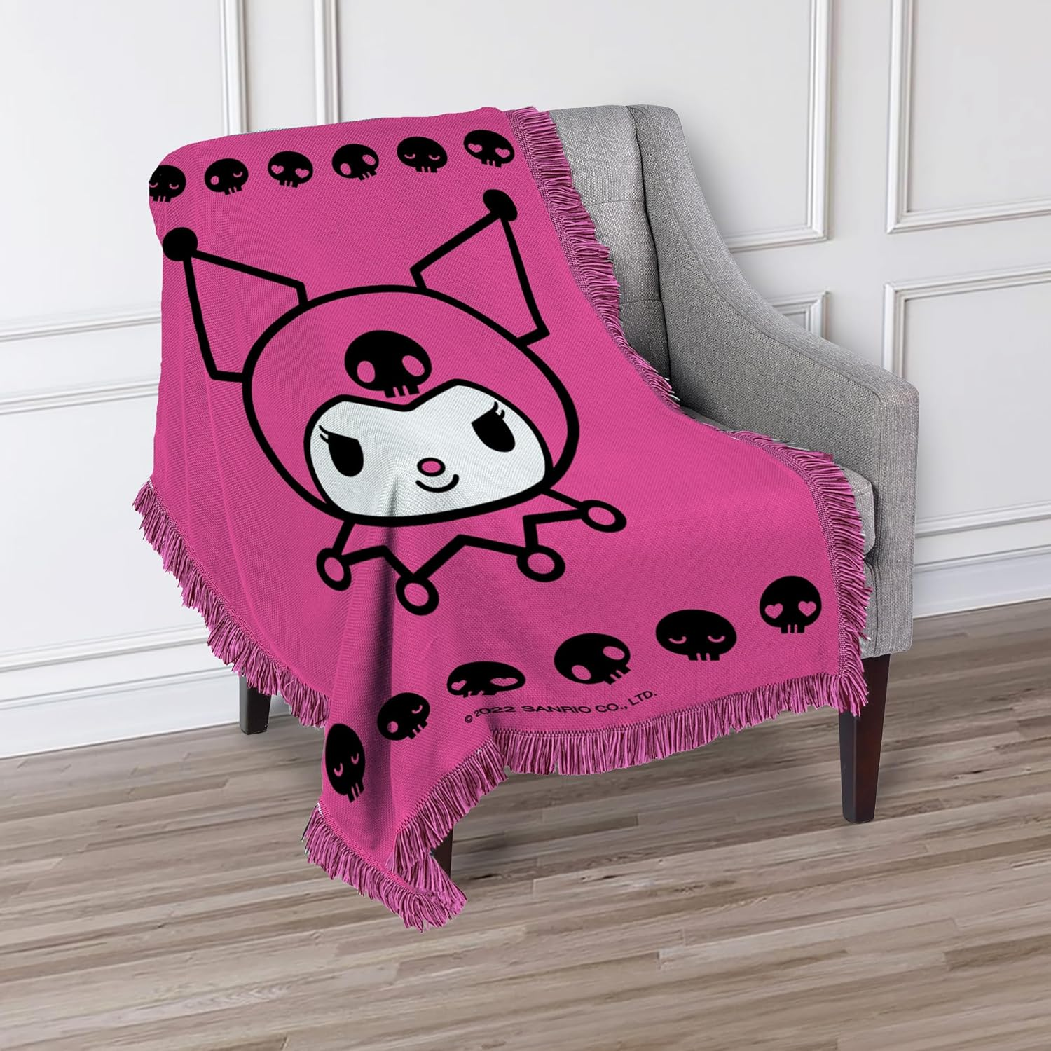 Northwest Woven Jacquard Throw Blanket, 46" X 60", Kuromi Sugar and Skulls image number 1