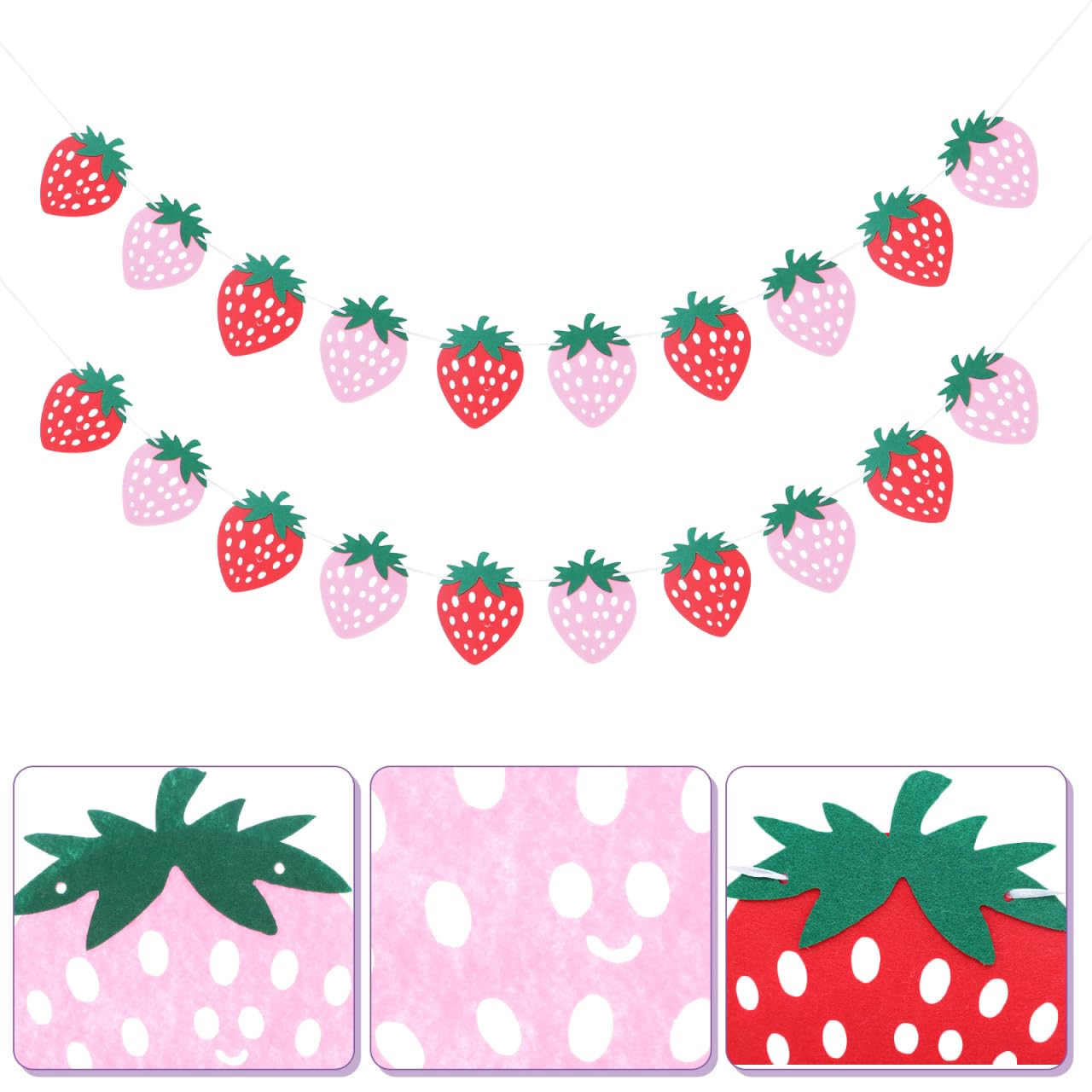 Totority Strawberry Birthday Party Banner Decoration Set Felt Hanging Buntings for Indoor Outdoor Festive Celebrations image number 1