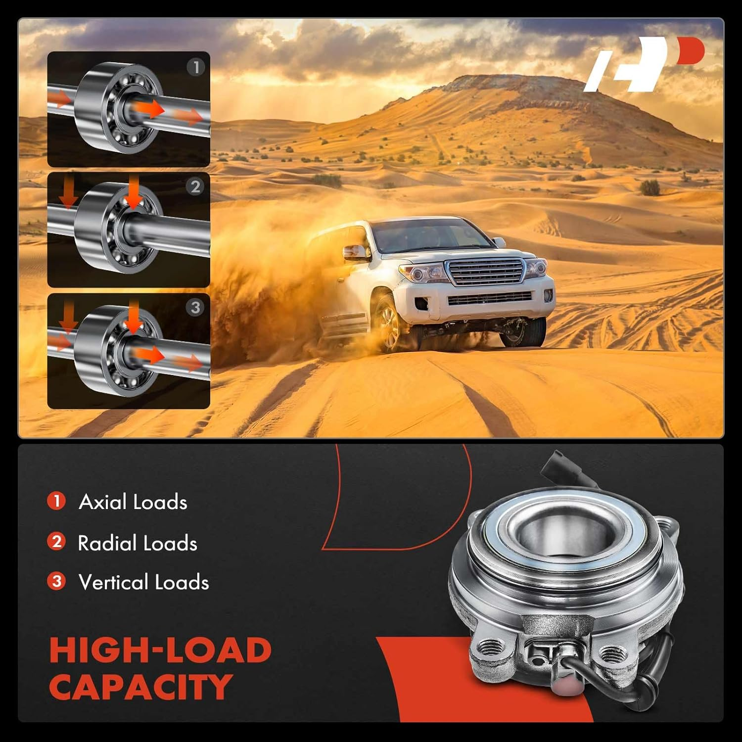 A-Premium Rear Wheel Hub and Bearing Assembly Compatible with Land Rover Discovery 1999-2004 V8 4.0L 4.6L Driver and Passenger Side 2-PC Set image number 2