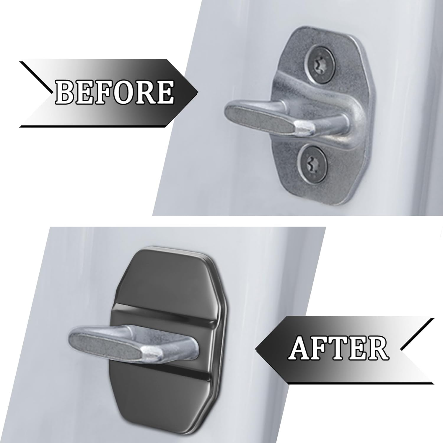 4Pcs Car Door Lock Latches Cover Protector Compatible with Mercedes-Benz AMG (A S M C E CLS GL CLA GLE GLC) GTA Accessories Stainless Steel Car Door Lock Sport Style Decorations (Blakk)