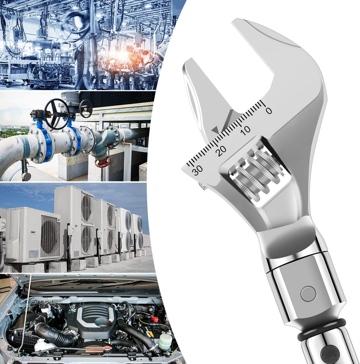 Digital Adjustable Torque Wrench, Open End Torque Wrench 5-25 NM 30Mm Steel Open End Torque Wrench 9&times;12Mm Interchangeable Head Torque Wrench Car Repair Maintenance Spanner Hand Tool for Bicycle Car