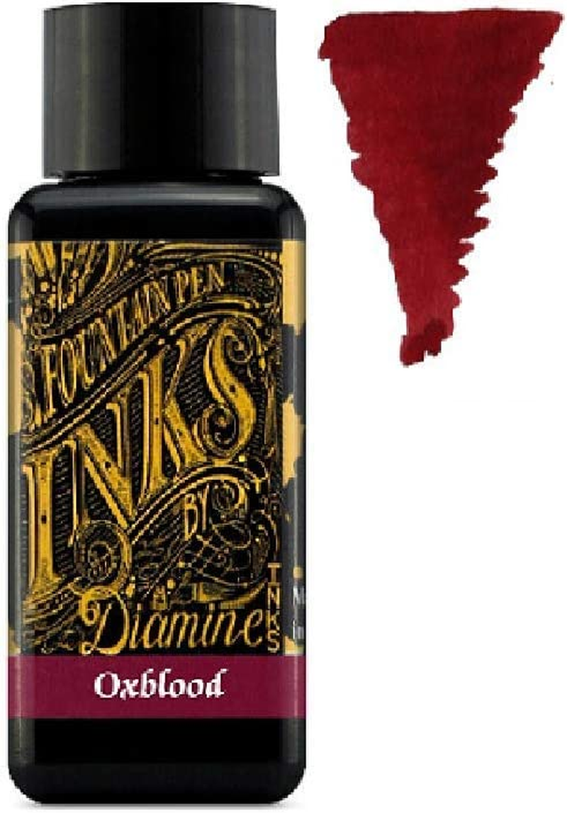 Diamine Fountain Pen Ink 30Ml - Colour Wheel - 6 X Bottles - Amber, Oxblood, Imperial Purple, Aurora Borealis, Oxford Blue, Meadow image number 3