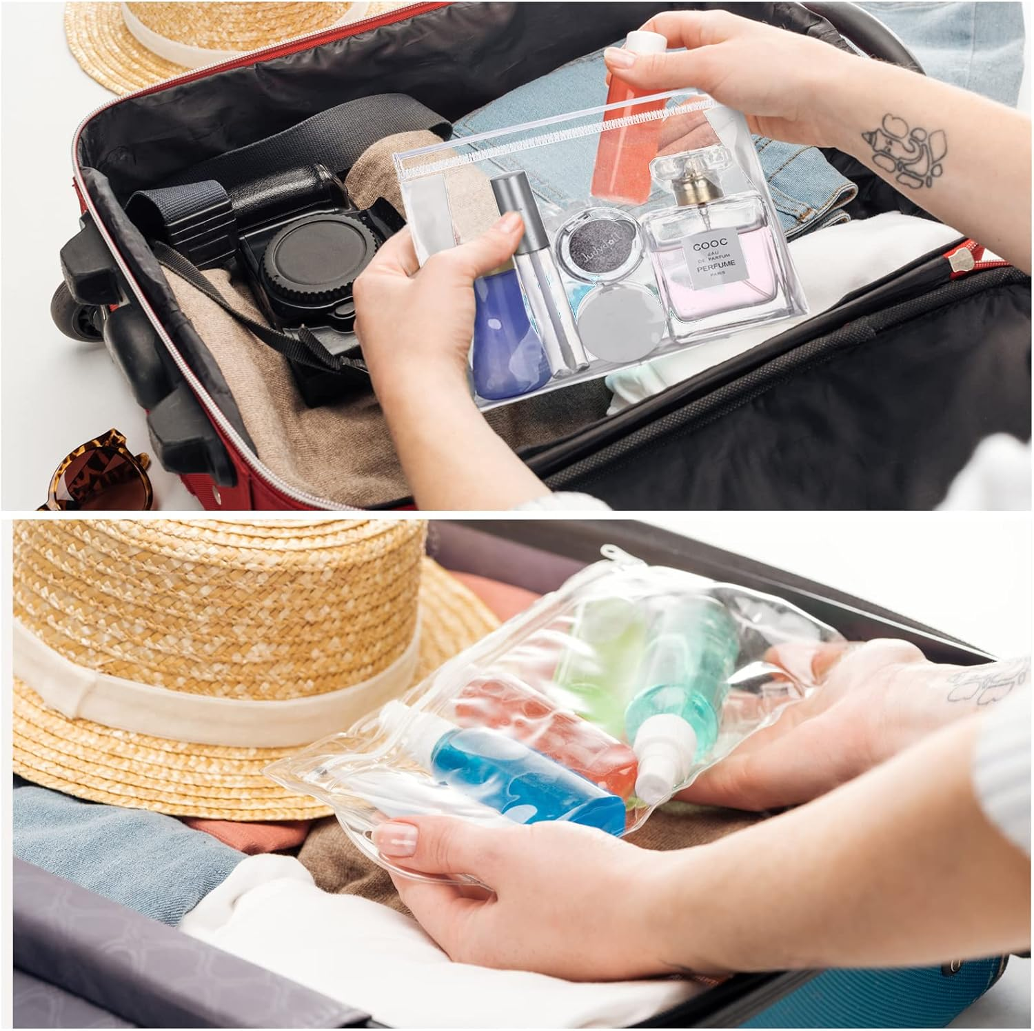 50 Pieces Mini Clear Makeup Bag Organizer Pouches Small PVC Transparent Waterproof Makeup Bag Plastic Cosmetic Organizer Bag with Zipper for Women Men Travel Vacation (Transparent,5.9 X 5.1 X 1.45 In) image number 5