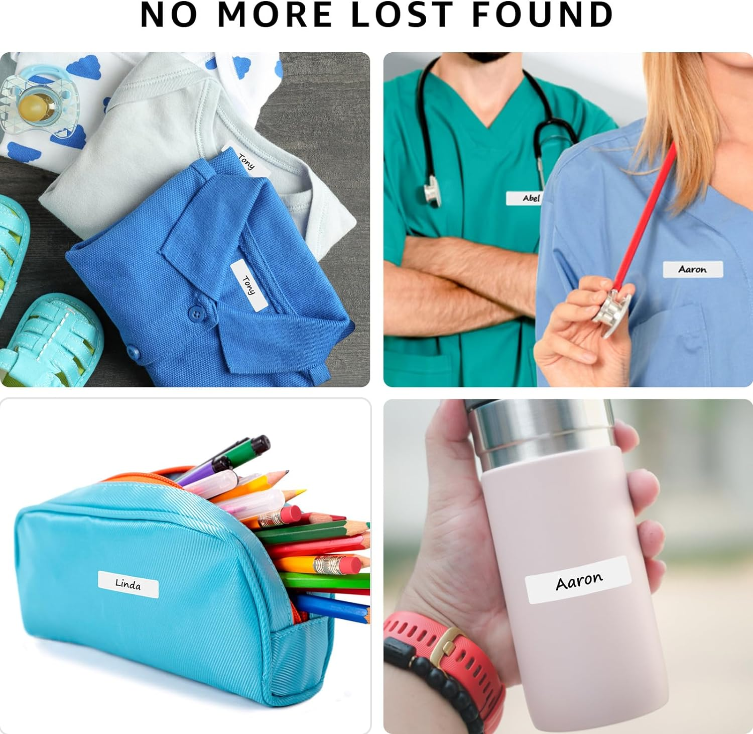 Maxgear 90 Pcs Kids No-Iron Clothing Labels, 0.5X1.75 Inch Self-Stick Fabric Tags, Washer Friendly Write-On Waterproof Name Labels for School Daycare Nursing Care