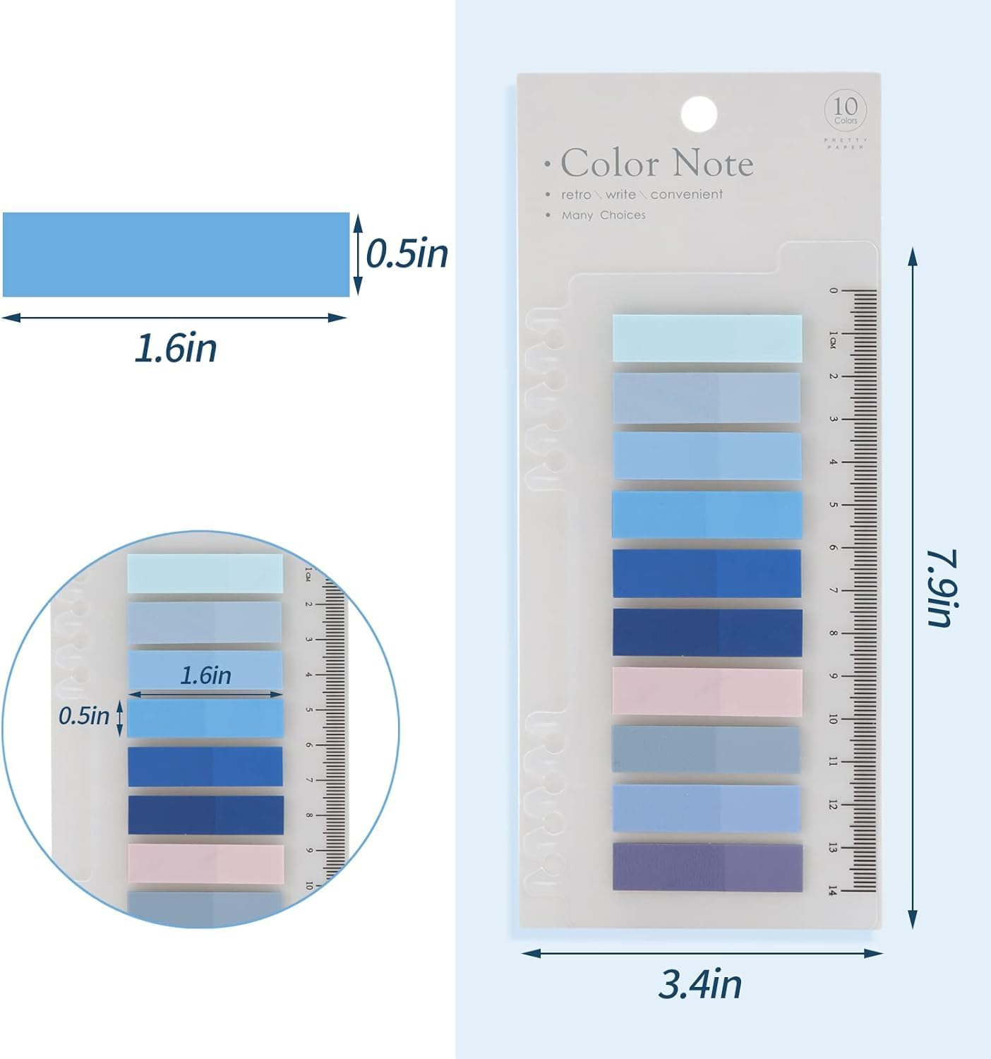 1600Pcs Sticky Tabs for Annotating Books, Clear Sticky Notes for Binders, Page Markers for Notebooks, Multi-Colored Writable and Repositionable Book Flags Strip Index Tabs image number 1