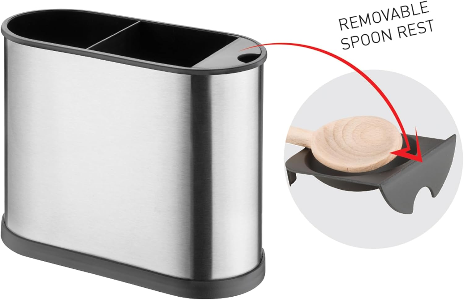 Avanti 16427 Stainless Steel Slimline Utensil Holder,Silver/Black image number 4