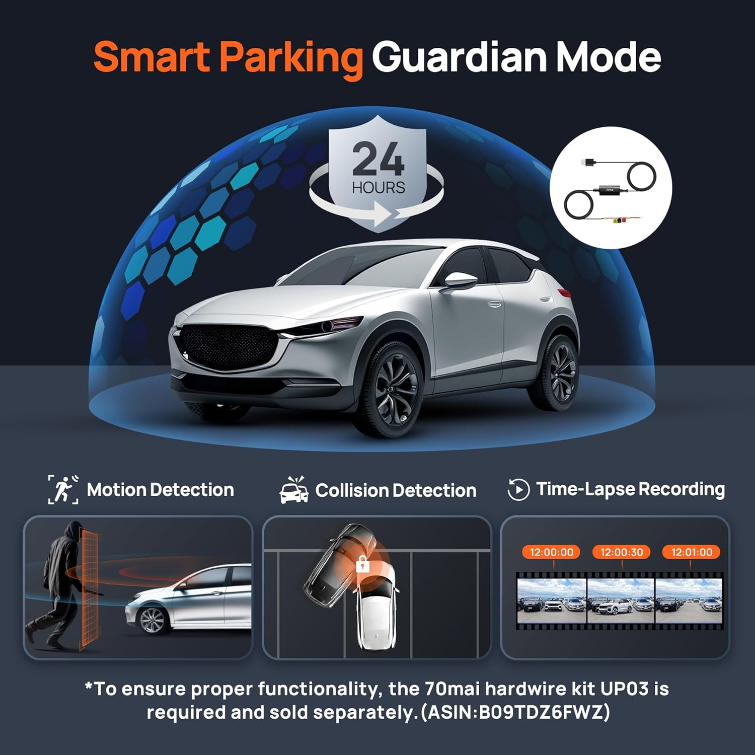 70Mai 4K Dash Cam Front and Rear with STARVIS, Built in 5Ghz Wifi & GPS Car Camera, Super Night Vision, ADAS, 3'' IPS Screen, 24H Parking Mode, Time-Lapse, Loop Recording, Support 256GB Max (A800S) image number 2