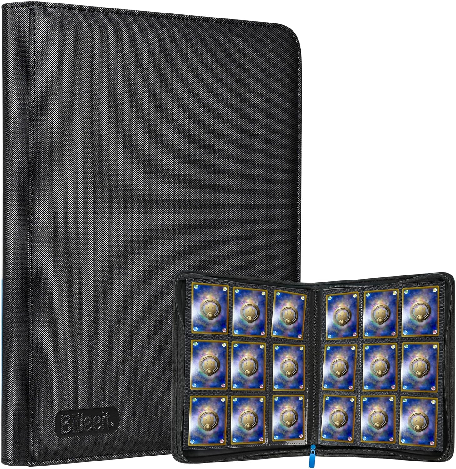 Premium Zipper Trading Card Binder Compatible with Sport Card, 9 Pocket 540 Side-Loading Slots Card Album Holder, Ringless Game Trading Card Protective Organize Folder, BLACK image number 4