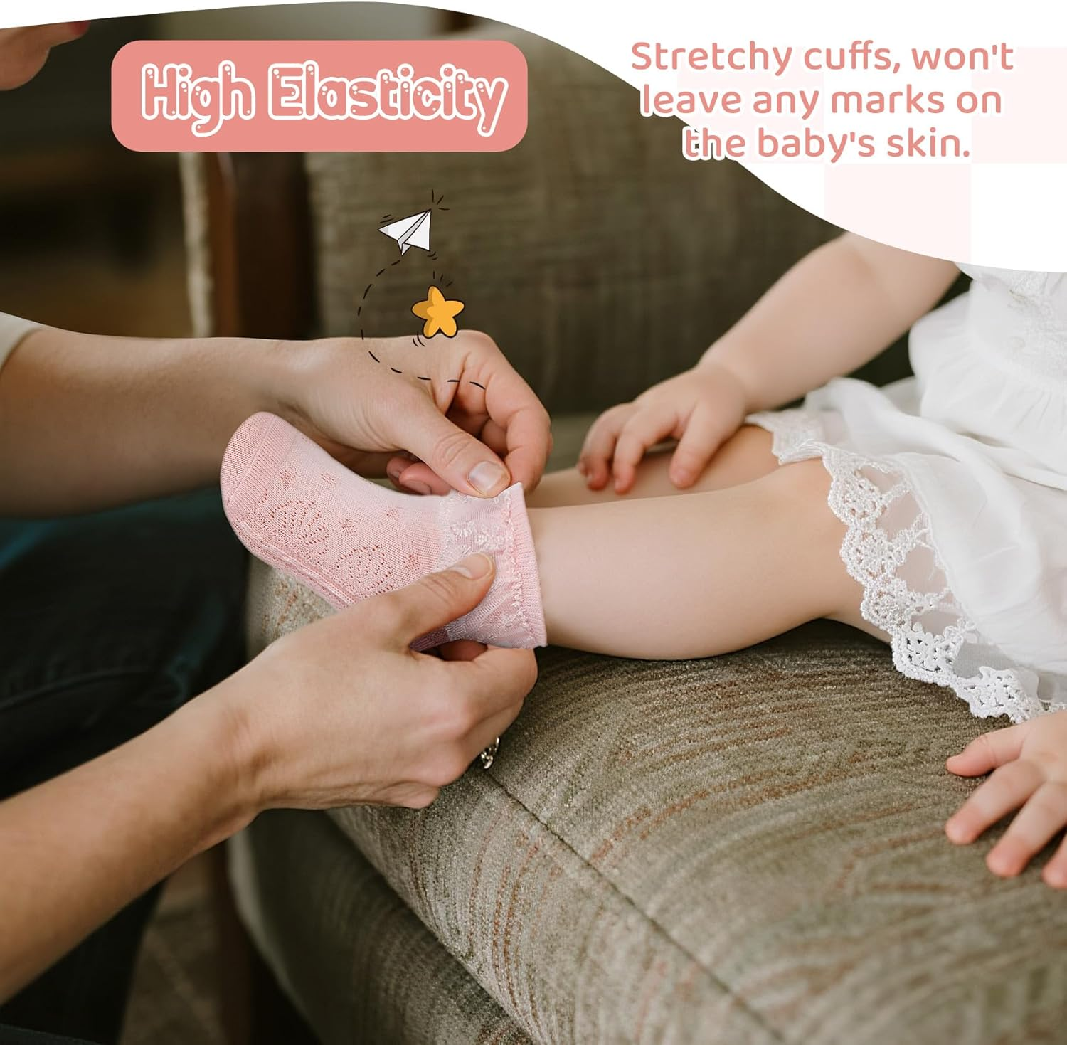 Durio Baby Socks Girls Ruffle Socks Soft Toddler Girl Socks Cute Frilly Dress Lace Socks for Toddler Girls