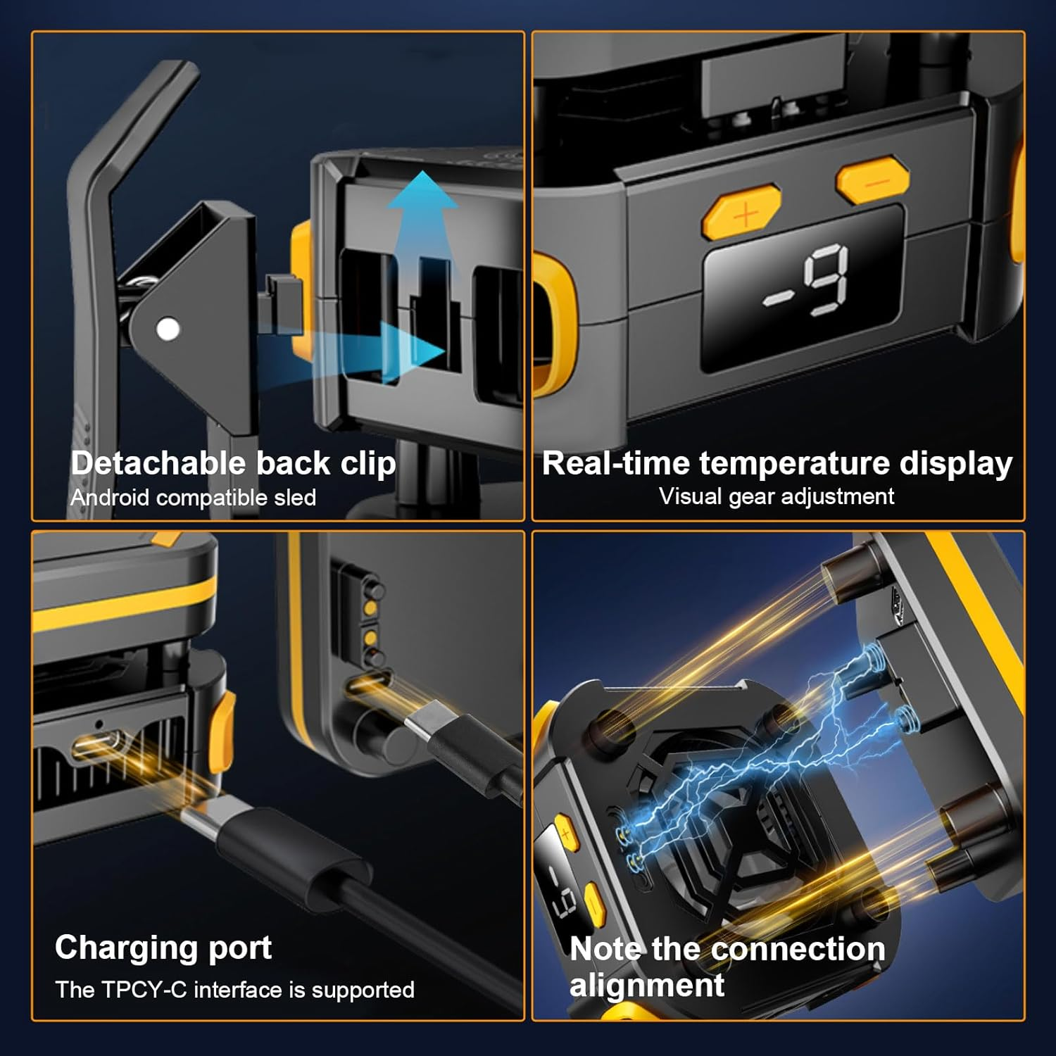 Magnetic Phone Cooler, 2000Mah Cordless Semiconductor Cooling Chip for Iphone/Android, Magnetic Phone Fan with 3-Stage TEC (-10&deg;C), No Cable Gaming Cooler, Silent Esports Accessory image number 2