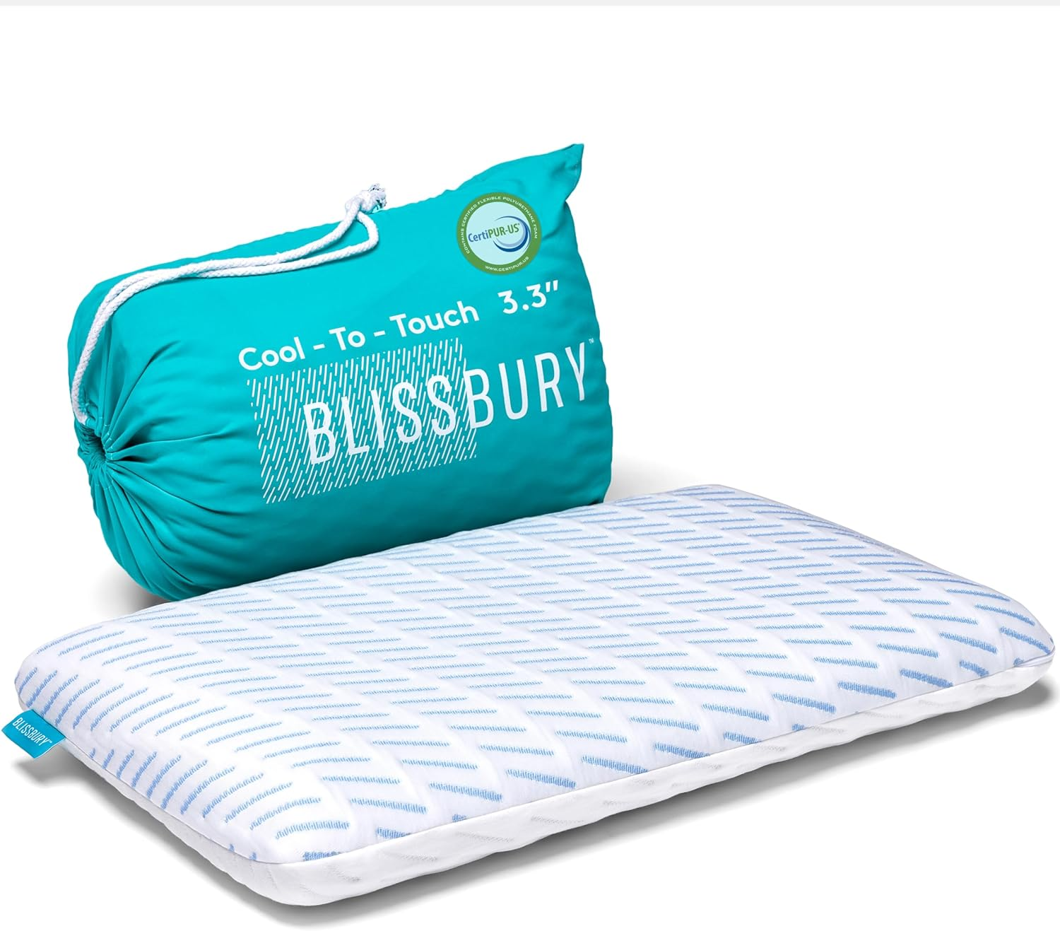 BLISSBURY 8.5Cm Cooling Super Thin Pillow for Sleeping | Flat Pillow for Stomach Sleeper & Back Sleeper | Cool-To-Touch Memory Foam Stomach Sleeping Pillow | Removable Cool-Tech Pillow Case image number 1