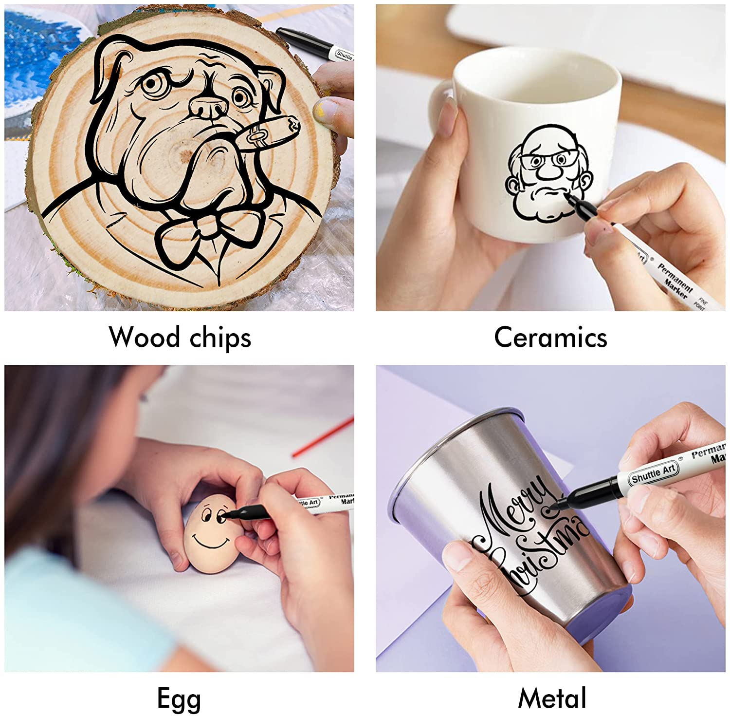 Permanent Markers,Shuttle Art 30 Pack Black Permanent Marker Set,Fine Point, Works on Plastic,Wood,Stone,Metal and Glass for Doodling, Marking