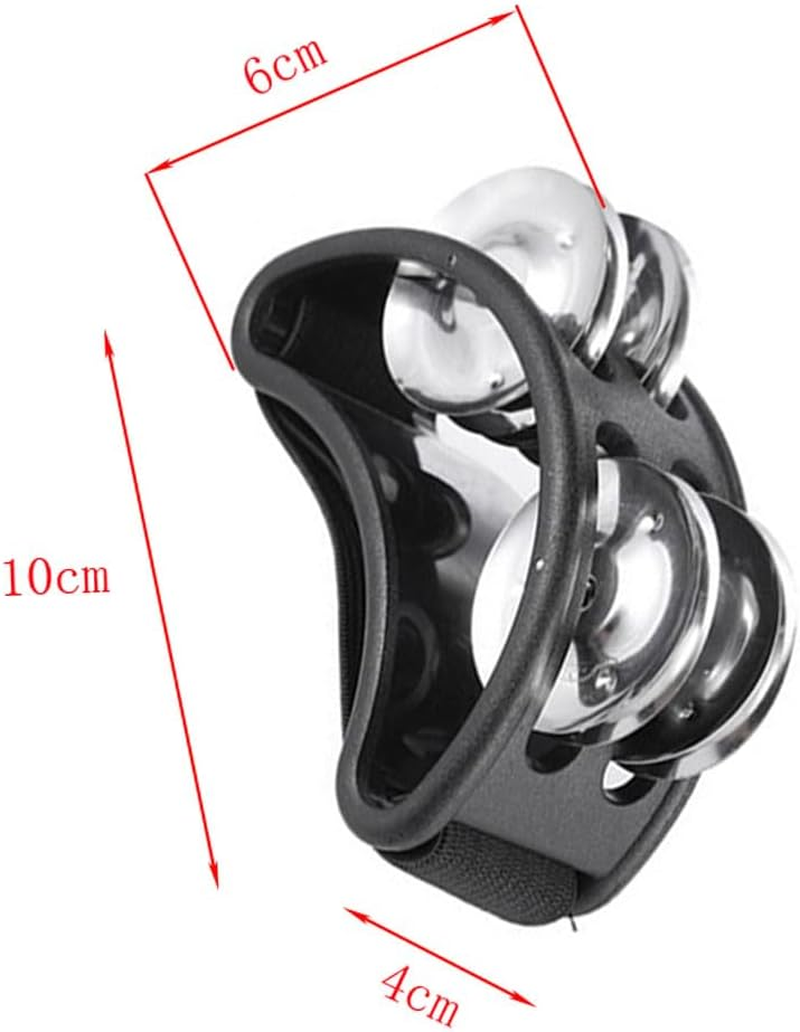 2 Pcs Foot ，Shaking Tambourine with Jingles Foot Percussion Musical Instrument Tambourine,Foot Shaker Foot Jingle-Singers, Bands, Musicians, Ect, Black image number 3