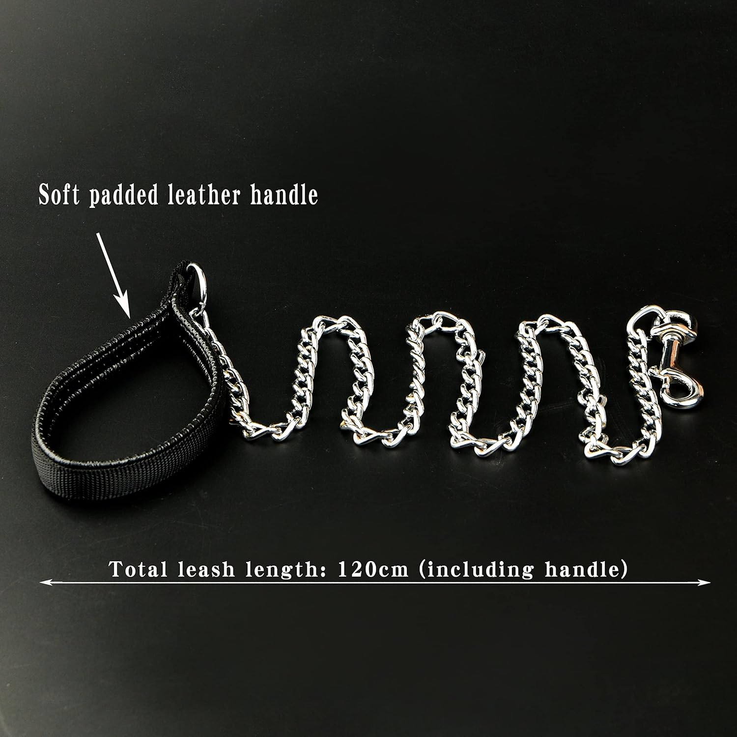 Heavy Duty Dog Leash,4Ft/6Ft Metal Dog Leash Dog Chain with Comfortable Handle for Medium & Large Size Dogs, Improved Dog Safety & Comfort ，Attaches to Pet Collar（Black (4FT) image number 6