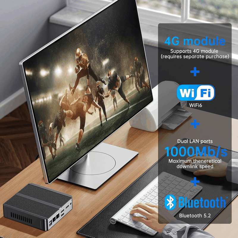 Industrial Mini PC, Fanless Computer 13Th Twin Lake-N150 (Up to 3.6Ghz, Upgraded N100), 16G DDR4, 256G NVME SSD, Win-11 Pro(Tpm2.0), COM RS232, Dual LAN, 4K@60Hz 2Xhdmi/Dp, Wifi6, BT5.2 image number 4