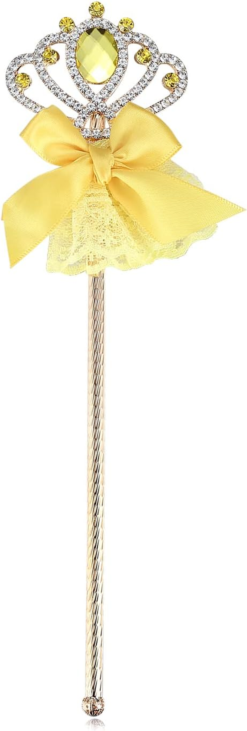 Lovelyshop Yellow Diamond Metal Princess Wand with Bowknot for Kids image number 1