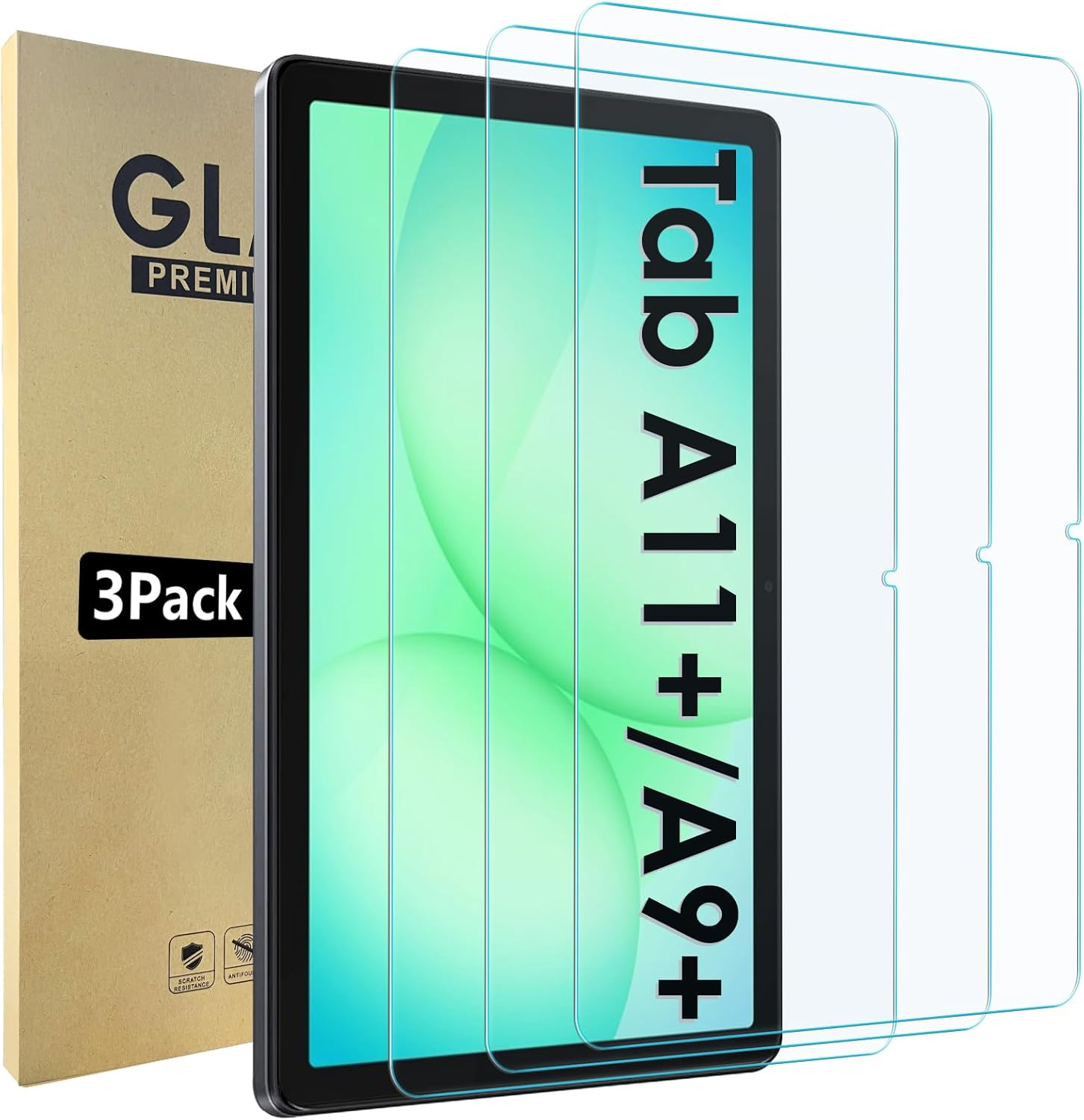 [3 Pack] Screen Protector Compatible with Samsung Galaxy Tab A11 Plus/Tab A9+ / A9 plus 11" SM-X210/X215/X216, 9H Hardness, HD Clear, Scratch-Resistant, Bubble Free, Easy Installation image number 4