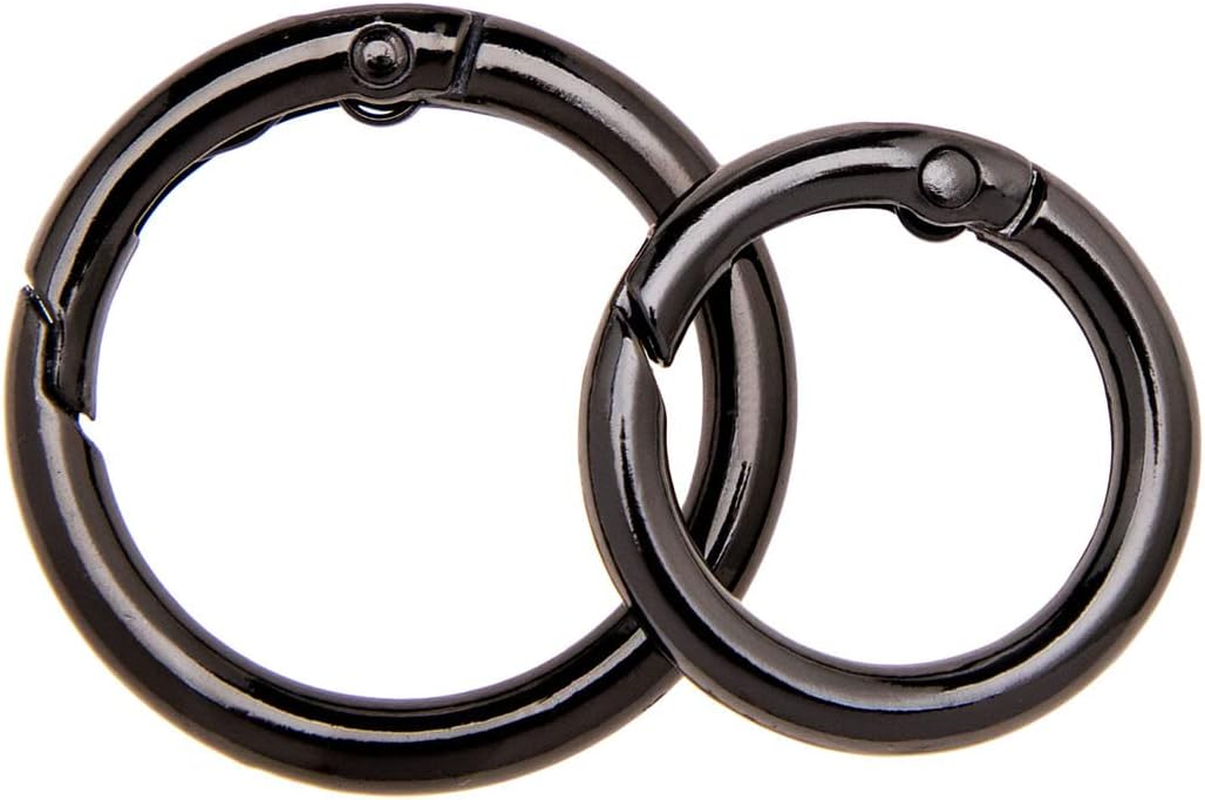 Emsea 15Pcs Spring O Ring Alloy round Carabiner Snap Clip Hook Trigger Spring Keyring Buckle 5 Styles for Bags Purses Keychain Backpack Handbag Black image number 5