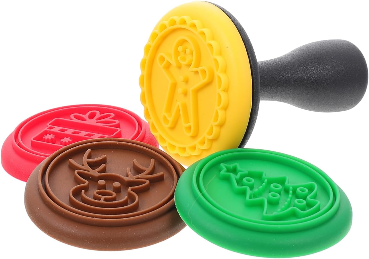 1Set Christmas Silicone Cookie Stamps Molds Creative Baking Tools for Cookie Making Non- Release Design for Crafts Holiday Parties Random Style image number 1