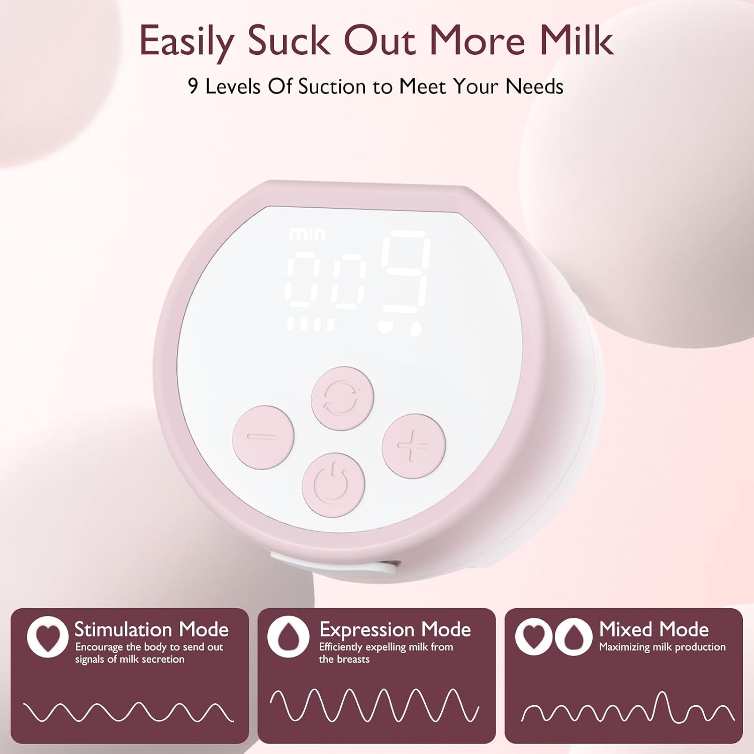 Momcozy Breast Pump Hands-Free S12 Pro, Wearable & Portable Pump with Soft Doublefit Flange 24Mm, 3 Modes & 9 Levels Electric Breast Pump Portable for Easy Pumping, Smart Display (PINK, 2 Count) image number 6