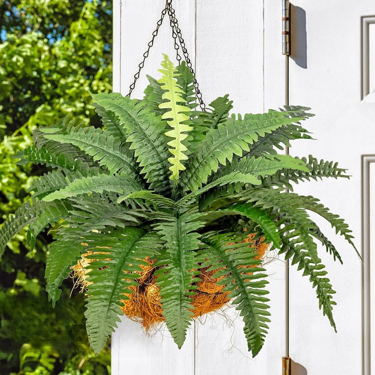 Artificial Ferns for Outdoors 3 Bundles, Large Fake Plants Greenery Artificial Boston Fern UV Resistant Faux Plant Shrubs for Indoor Home Potted Garden Porch Farmhouse Decor - Green-3Pcs image number 5