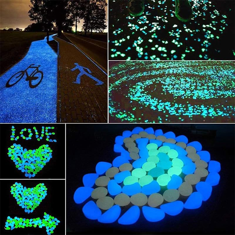 Glow in Dark Rocks,200Pcs Long Term Glowing Decorative Stone,Luminous Stones,Glow in the Dark Pebbles,Glowing Rocks Decor Stones for Fish Tank Aquarium Indoor Outdoor Yard Decor Garden (Mix) image number 6