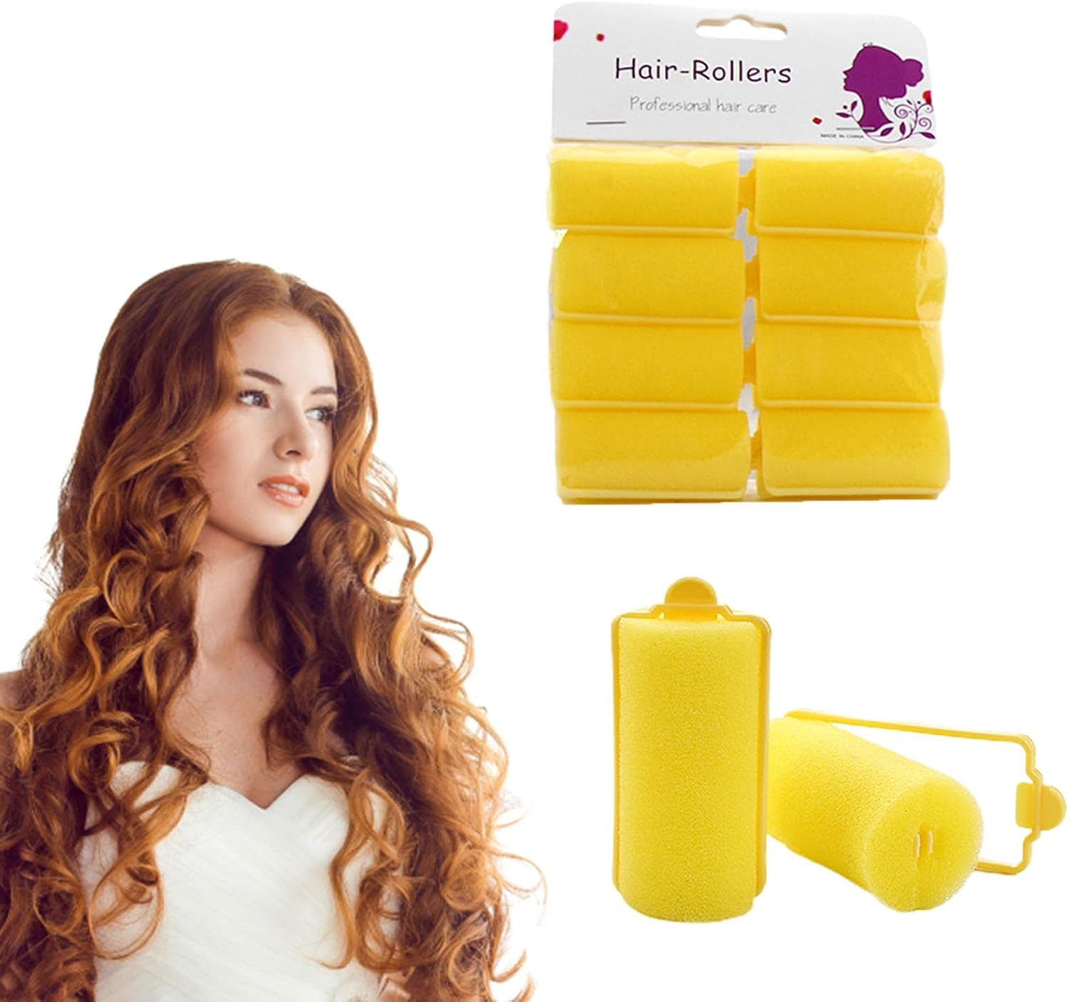 Sponge Hair Rollers - Pack of 14 Foam Sponge Curlers | Foam Curlers 1.5 Cm | Hair Rollers Foam Sponge Hair Rollers No Damage for Women and Children image number 1